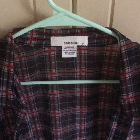 Sans Souci Blouse - plaid pattern & floral sleeves - Picture 2 of 4